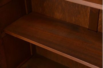 アンティーク家具　大正ロマン 古いナラ材の美しいダイヤガラス本箱(ブックケース、収納棚)