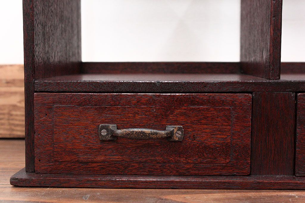 アンティーク家具　アンティーク 古い木の引き出し付き本立て　2個セット