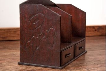 アンティーク家具　アンティーク 古い木の引き出し付き本立て　2個セット