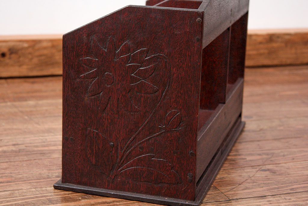 アンティーク家具　アンティーク 古い木の引き出し付き本立て　2個セット