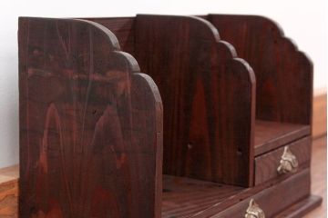 アンティーク家具　アンティーク 古い木の引き出し付き本立て　2個セット