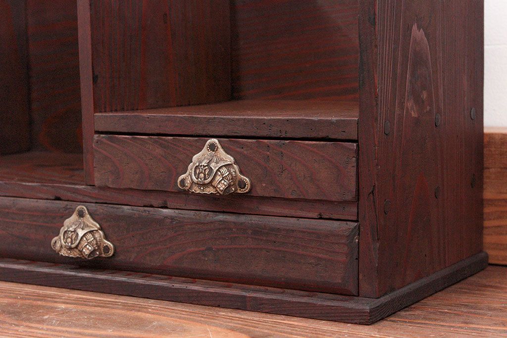 アンティーク家具　アンティーク 古い木の引き出し付き本立て　2個セット