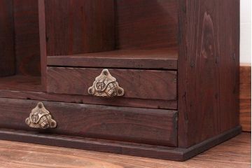 アンティーク家具　アンティーク 古い木の引き出し付き本立て　2個セット