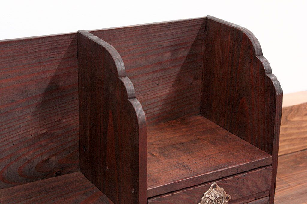 アンティーク家具　アンティーク 古い木の引き出し付き本立て　2個セット