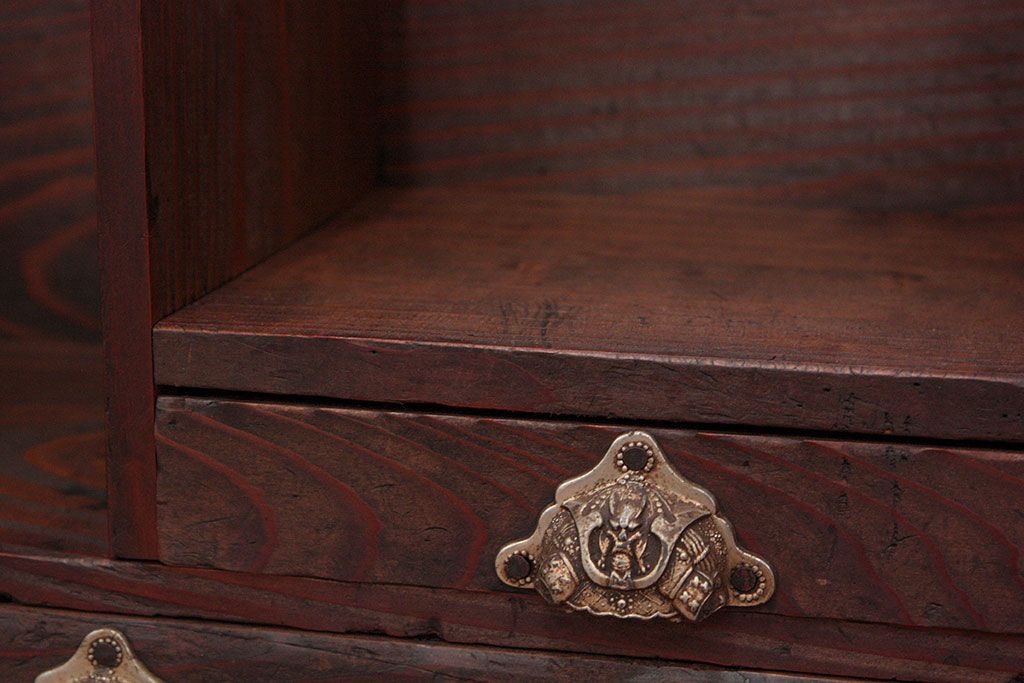 アンティーク家具　アンティーク 古い木の引き出し付き本立て　2個セット