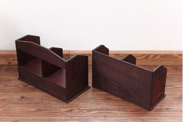 アンティーク家具　アンティーク 古い木の引き出し付き本立て　2個セット