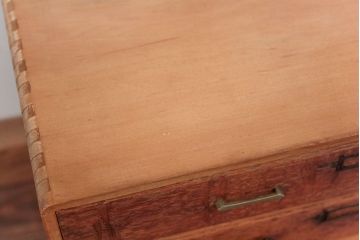 レトロ家具　昭和レトロ 古いナラ材とブナ材のアンティーク六段小引き出し(ドロワー)