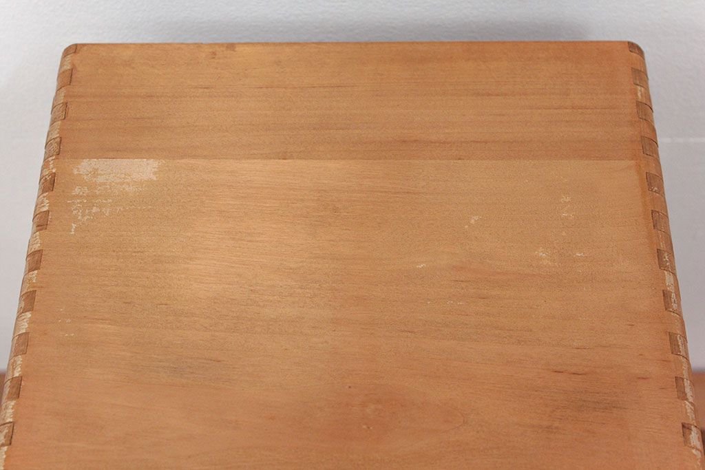 レトロ家具　昭和レトロ 古いナラ材とブナ材のアンティーク六段小引き出し(ドロワー)