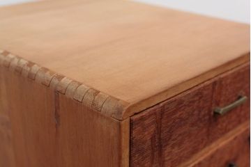 レトロ家具　昭和レトロ 古いナラ材とブナ材のアンティーク六段小引き出し(ドロワー)