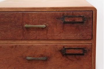 レトロ家具　昭和レトロ 古いナラ材とブナ材のアンティーク六段小引き出し(ドロワー)