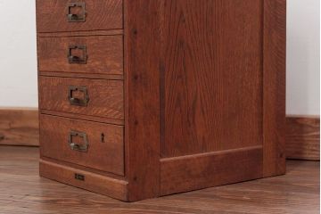 アンティーク家具　アンティーク ネームプレート取っ手のナラ材 五段小引き出し