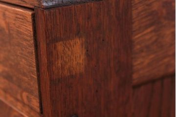 アンティーク家具　アンティーク ネームプレート取っ手のナラ材 五段小引き出し