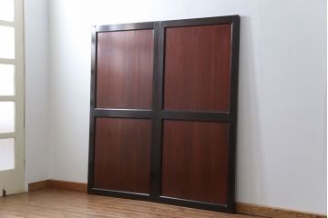 古民具・骨董 状態の良い黒枠仕上げの帯戸2枚セット(1)