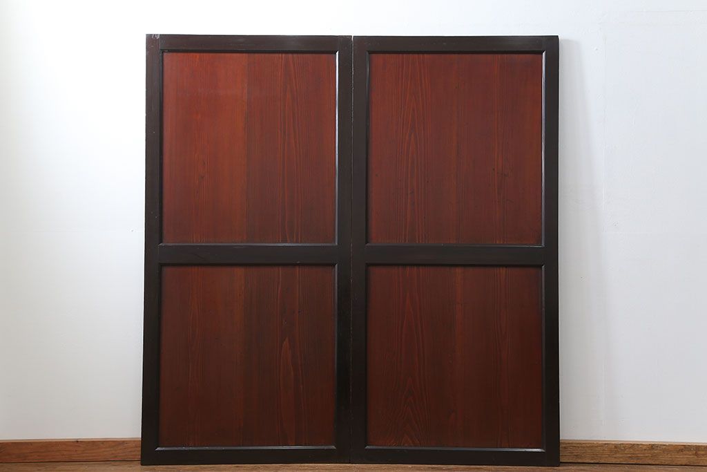 古民具・骨董 状態の良い黒枠仕上げの帯戸2枚セット(1)