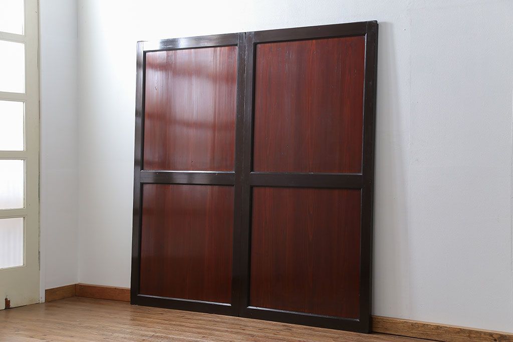 古民具・骨董 状態の良い黒枠仕上げの帯戸2枚セット(2)