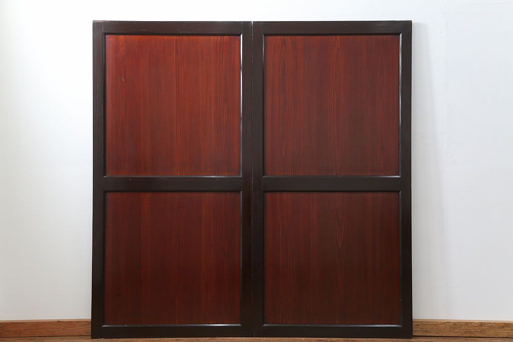 古民具・骨董 状態の良い黒枠仕上げの帯戸2枚セット(2)