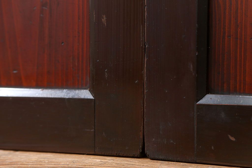 古民具・骨董 状態の良い黒枠仕上げの帯戸2枚セット(2)