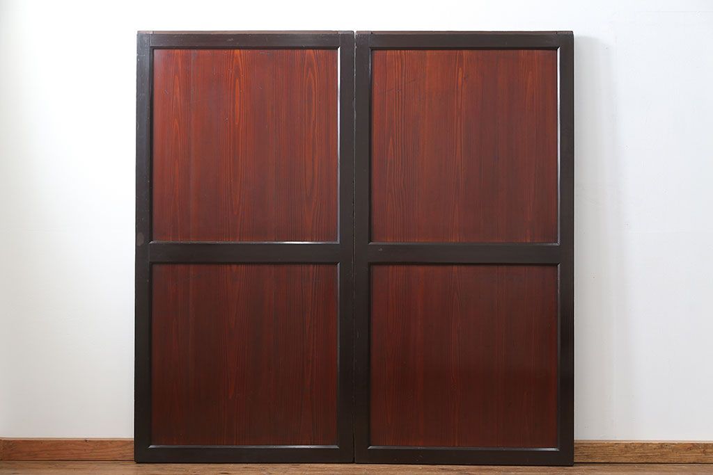 古民具・骨董 状態の良い黒枠仕上げの帯戸2枚セット(2)