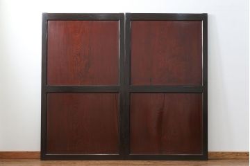 古民具・骨董 状態の良い黒枠仕上げの帯戸2枚セット(3)