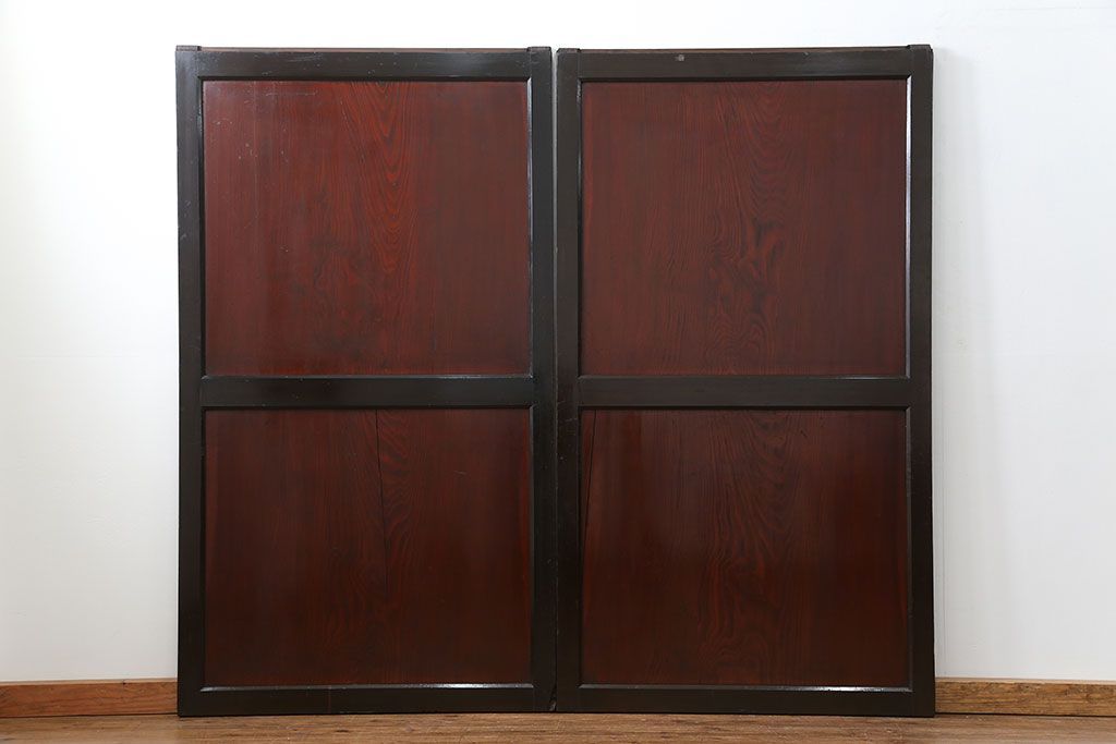 古民具・骨董 状態の良い黒枠仕上げの帯戸2枚セット(3)