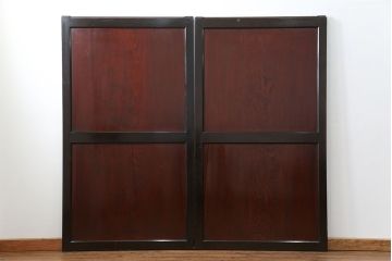 古民具・骨董 状態の良い黒枠仕上げの帯戸2枚セット(3)