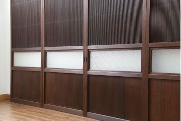 古民具・骨董 極上万本格子戸 裏ガラス付き4枚セット(建具、引き戸)