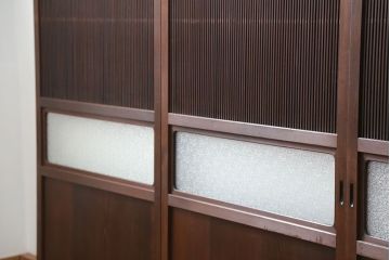 古民具・骨董 極上万本格子戸 裏ガラス付き4枚セット(建具、引き戸)