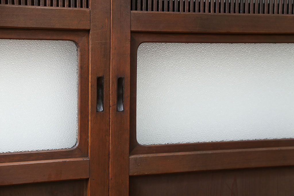 古民具・骨董 極上万本格子戸 裏ガラス付き4枚セット(建具、引き戸)