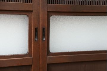 古民具・骨董 極上万本格子戸 裏ガラス付き4枚セット(建具、引き戸)