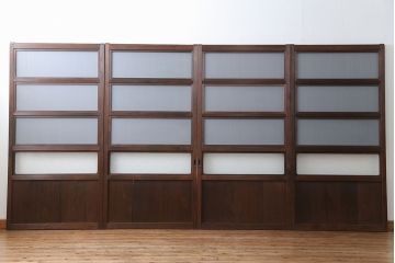 古民具・骨董 極上万本格子戸 裏ガラス付き4枚セット(建具、引き戸)