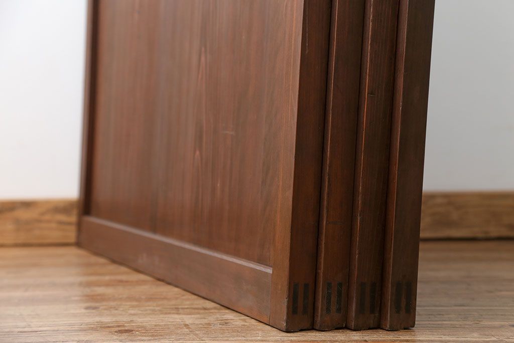 古民具・骨董 極上万本格子戸 裏ガラス付き4枚セット(建具、引き戸)