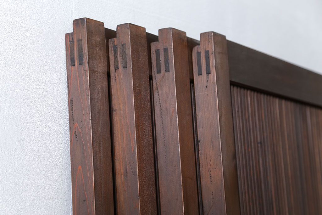 古民具・骨董 極上万本格子戸 裏ガラス付き4枚セット(建具、引き戸)