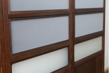 古民具・骨董 極上万本格子戸 裏ガラス付き4枚セット(建具、引き戸)