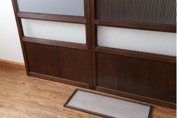 古民具・骨董 極上万本格子戸 裏ガラス付き4枚セット(建具、引き戸)