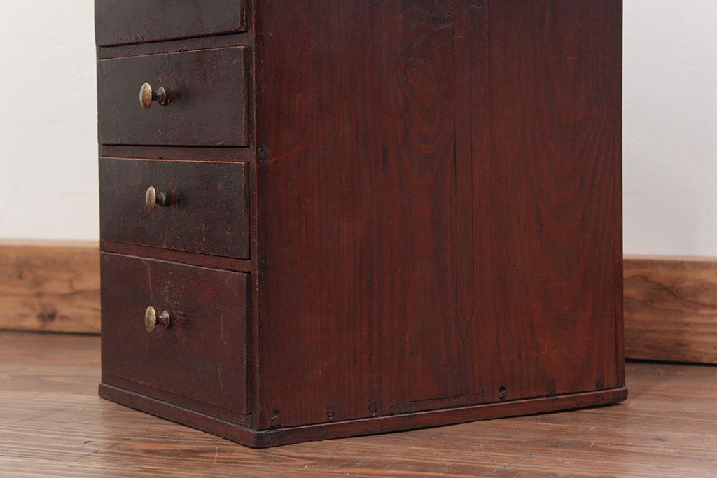 アンティーク家具　アンティーク 古い木の使い込まれた五段小引き出し