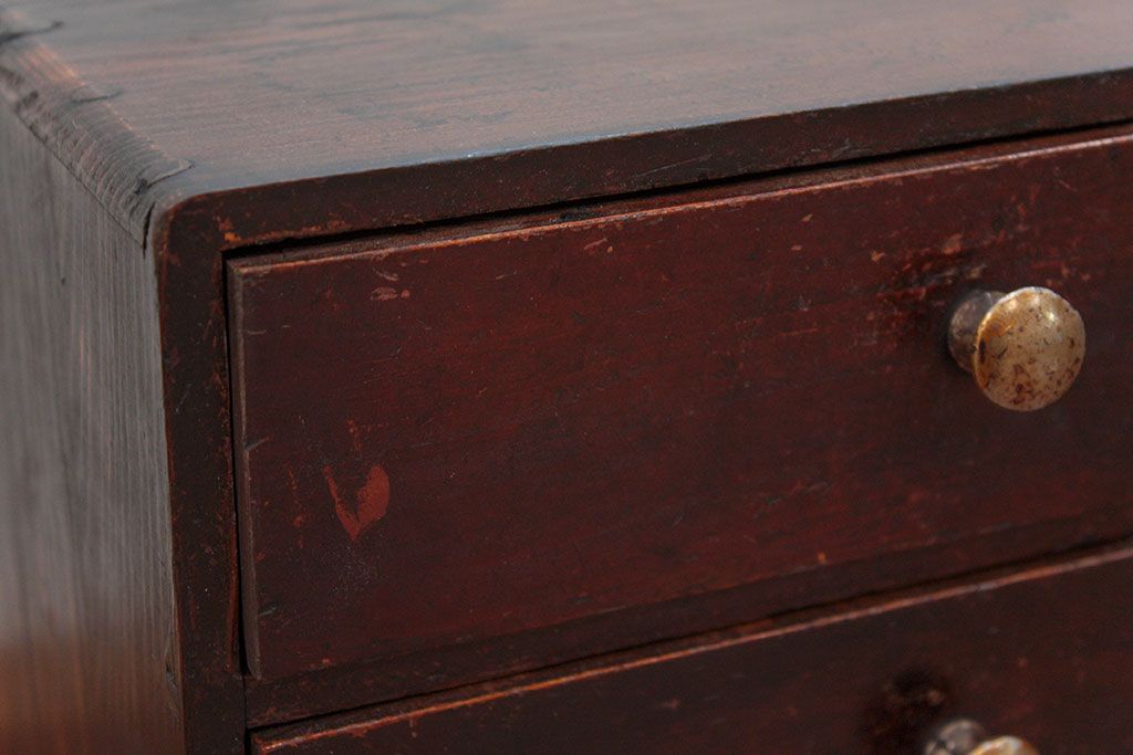 アンティーク家具　アンティーク 古い木の使い込まれた五段小引き出し