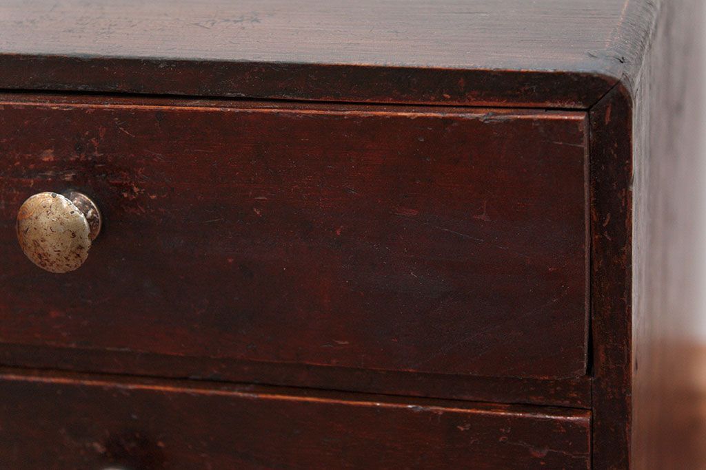 アンティーク家具　アンティーク 古い木の使い込まれた五段小引き出し