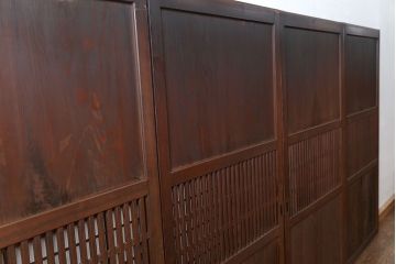 古民具・骨董 状態の良い裏障子付き格子帯戸4枚セット(建具、引き戸)