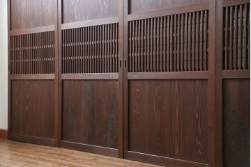 古民具・骨董 状態の良い裏障子付き格子帯戸4枚セット(建具、引き戸)