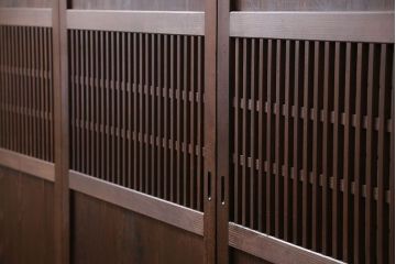 古民具・骨董 状態の良い裏障子付き格子帯戸4枚セット(建具、引き戸)