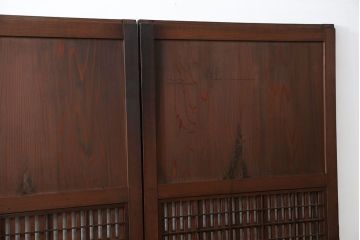 古民具・骨董 状態の良い裏障子付き格子帯戸4枚セット(建具、引き戸)