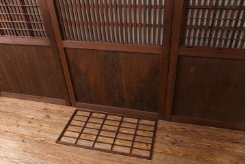 古民具・骨董 状態の良い裏障子付き格子帯戸4枚セット(建具、引き戸)