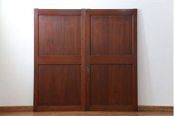 アンティーク 框が太いキレイな帯戸2枚セット(板戸、建具)