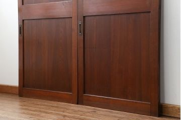 アンティーク 框が太いキレイな帯戸2枚セット(板戸、建具)