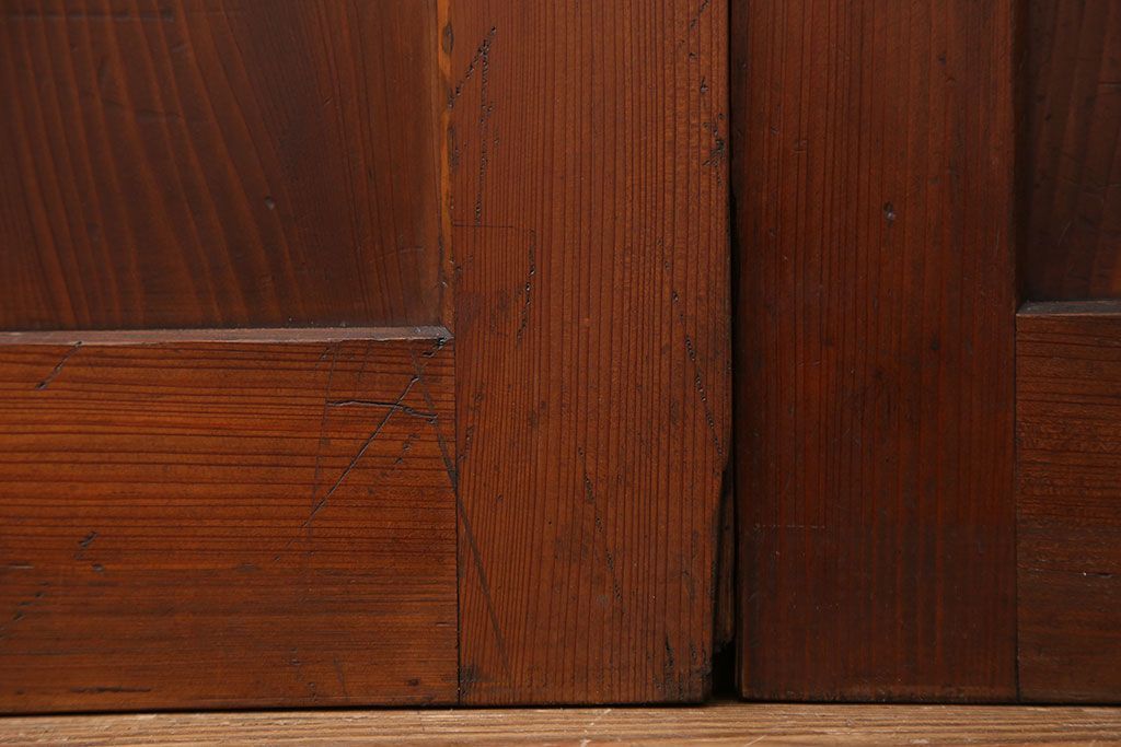アンティーク 框が太いキレイな帯戸2枚セット(板戸、建具)