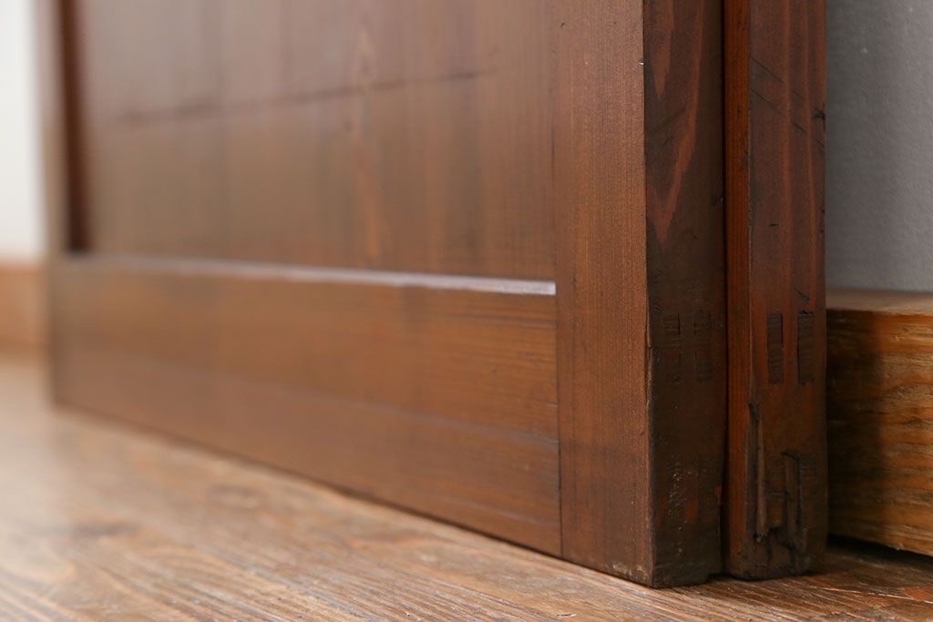 アンティーク 框が太いキレイな帯戸2枚セット(板戸、建具)