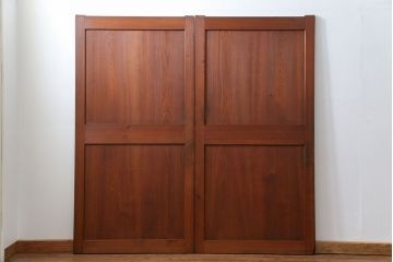 アンティーク 框が太いキレイな帯戸2枚セット(板戸、建具)