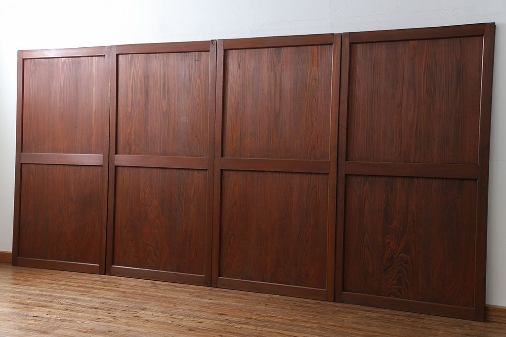 古民具・骨董 状態の良いキレイな帯戸4枚セット(板戸、建具)