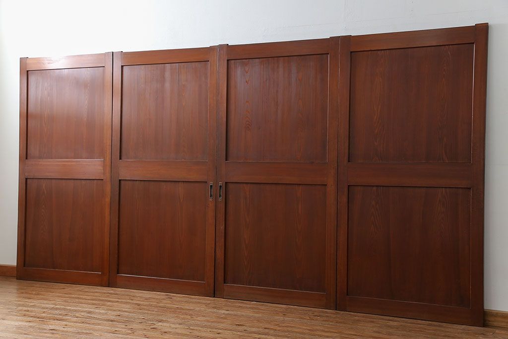 古民具・骨董 美品　厚い框組みの重厚な帯戸4枚セット