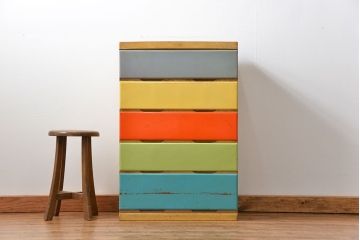 レトロ家具　昭和レトロ 1970年代　ポップなカラーチェスト(ドロワー、引き出し、タンス)
